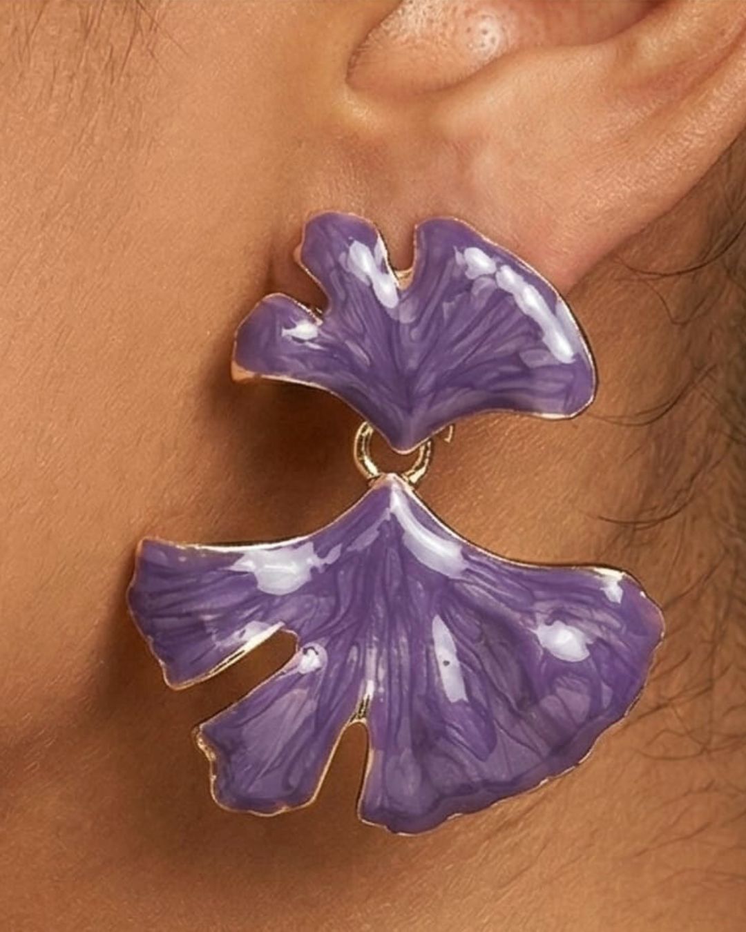 Purple Petal Drop Earrings