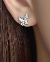 Butterfly Silver American Diamond Stud Earring