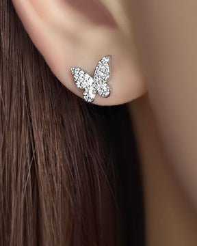 Butterfly Silver American Diamond Stud Earring