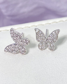 Butterfly Silver American Diamond Stud Earring