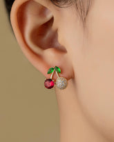 Red Cherry American Diamond Stud Earring