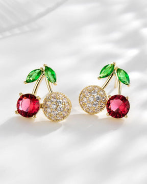 Red Cherry American Diamond Stud Earring