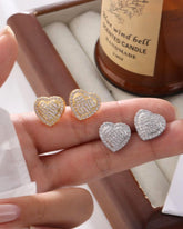 Golden Heart American Diamond Stud Earring