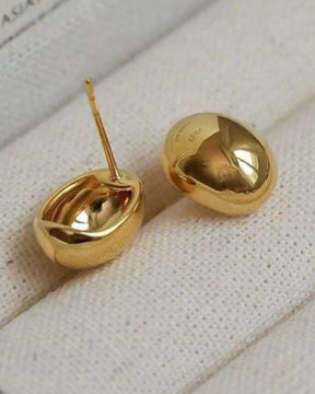 Golden Oval Stud Earrings Small