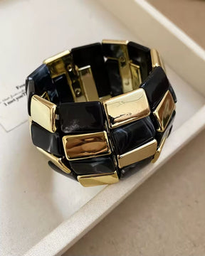 Black Retro Acrylic square Patchwork Bracelet