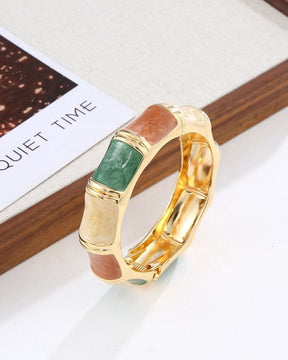 Multi Alloy Enamel Bamboo Bracelet kada/Cuff