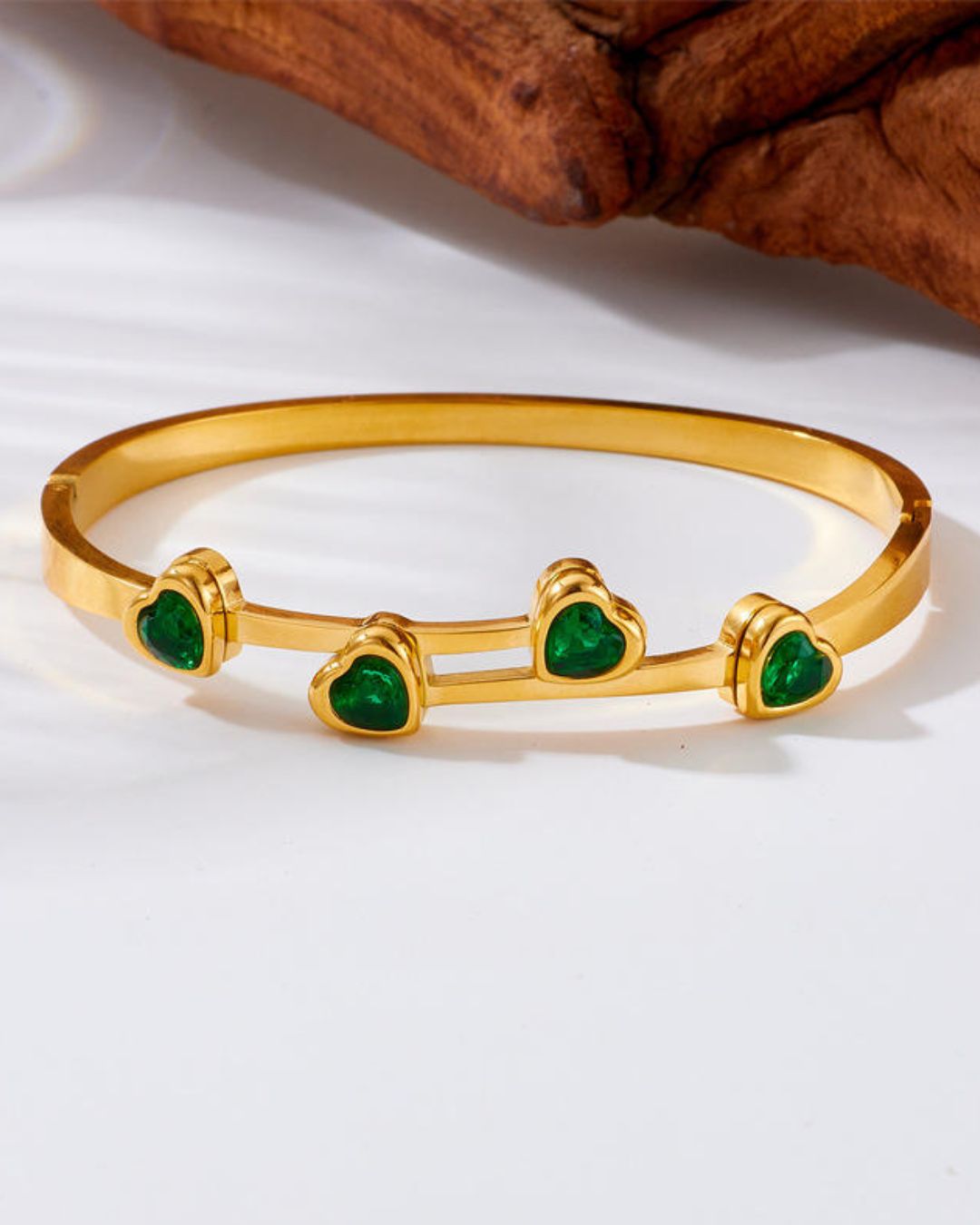Green Love Charm Bangle Bracelet