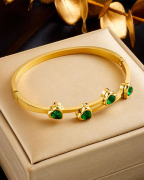 Green Love Charm Bangle Bracelet