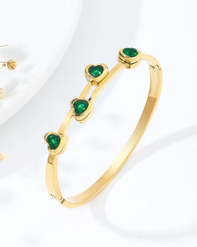 Green Love Charm Bangle Bracelet