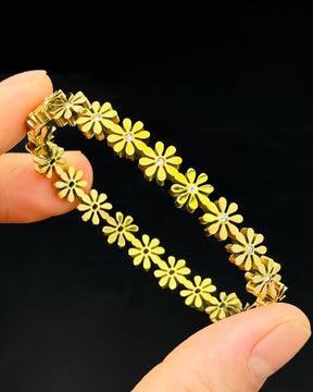 Golden Floral Daisy Bangle Bracelet