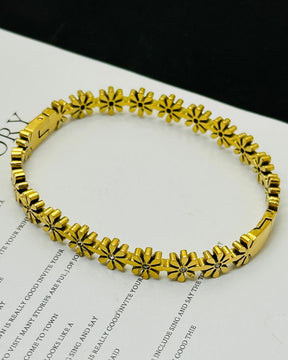 Golden Floral Daisy Bangle Bracelet