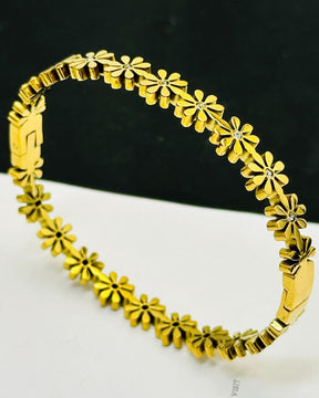 Golden Floral Daisy Bangle Bracelet