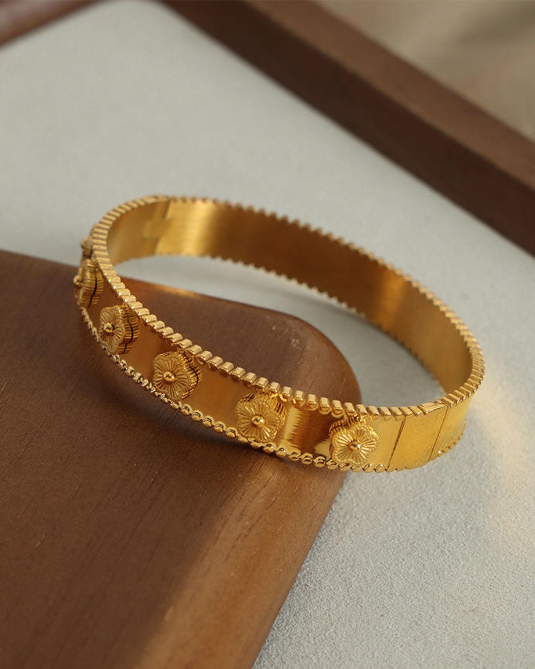 Golden Clover Bangle Bracelet