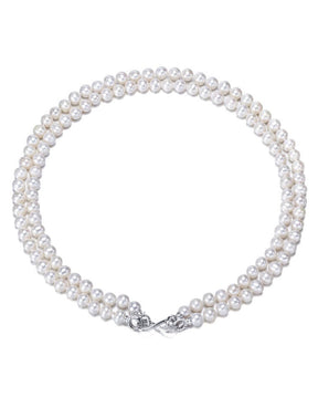 circular Double Pearl Necklace Choker