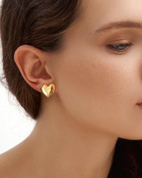 Golden Heart Stud Earrings Small