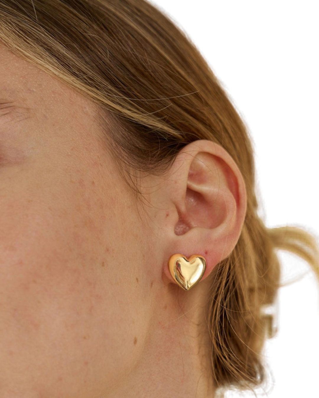 Golden Heart Stud Earrings Small
