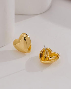 Golden Heart Stud Earrings Small