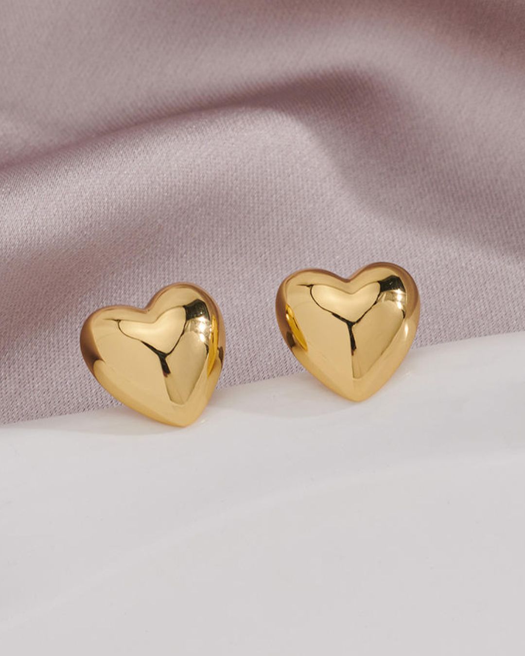 Golden Heart Stud Earrings Small