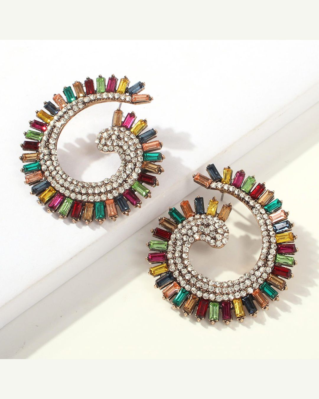 Multi Sparkle Swirl Drop Earrings