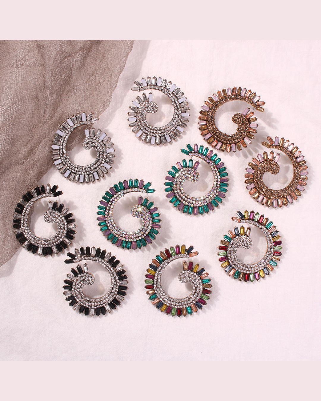 Multi Sparkle Swirl Drop Earrings