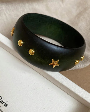 Black Wooden Star Alloy Bracelet