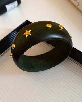 Black Wooden Star Alloy Bracelet