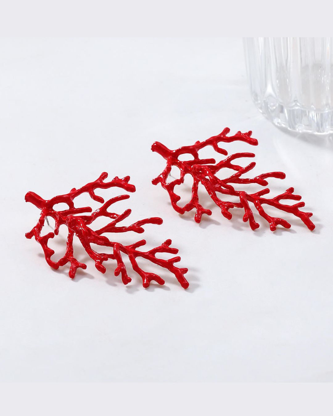 Red Coral Drop Earrings