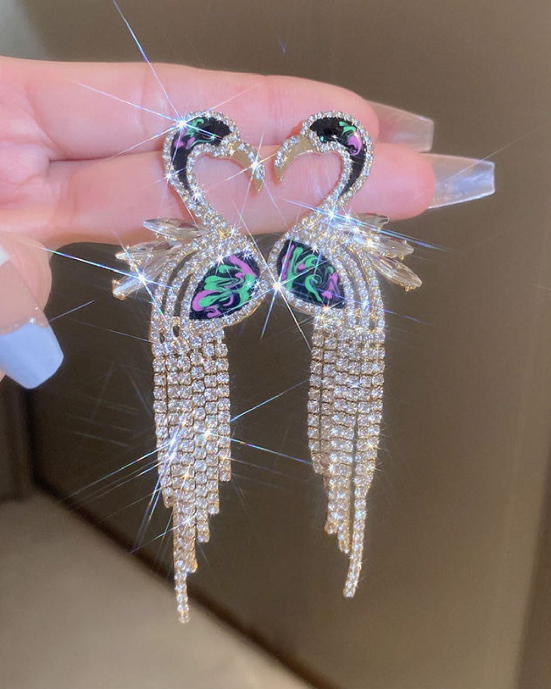Flamingo Long Tassel Drop Earrings