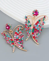 Multi Crystal Butterfly Drop Earrings