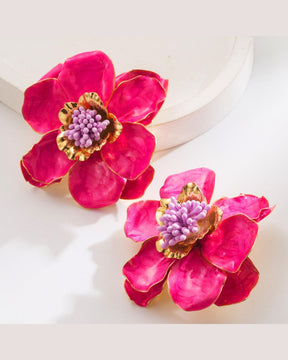 Pink Pop Petals Stud Earrings