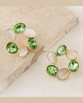 Green Acrylic Flower Huggie Stud Earrings