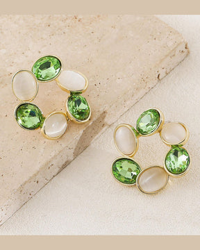 Green Acrylic Flower Huggie Stud Earrings