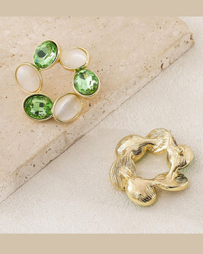 Green Acrylic Flower Huggie Stud Earrings