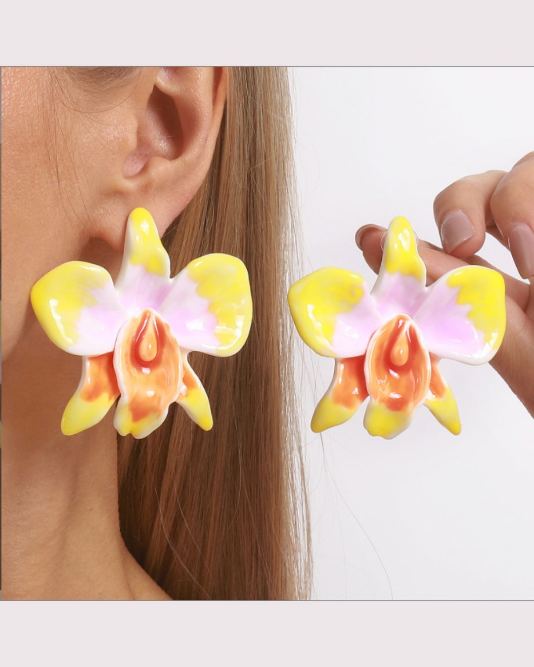 Pastel Flame Flower Stud Earrings