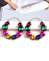 Multi Rhinestone Hoop Earrings