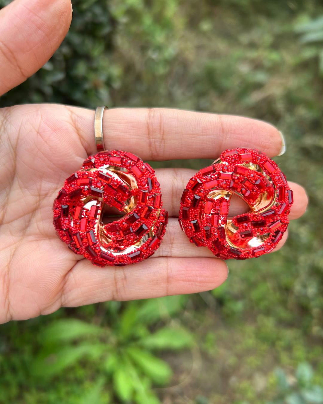 Bling Blogger Red Knot Statement Studs