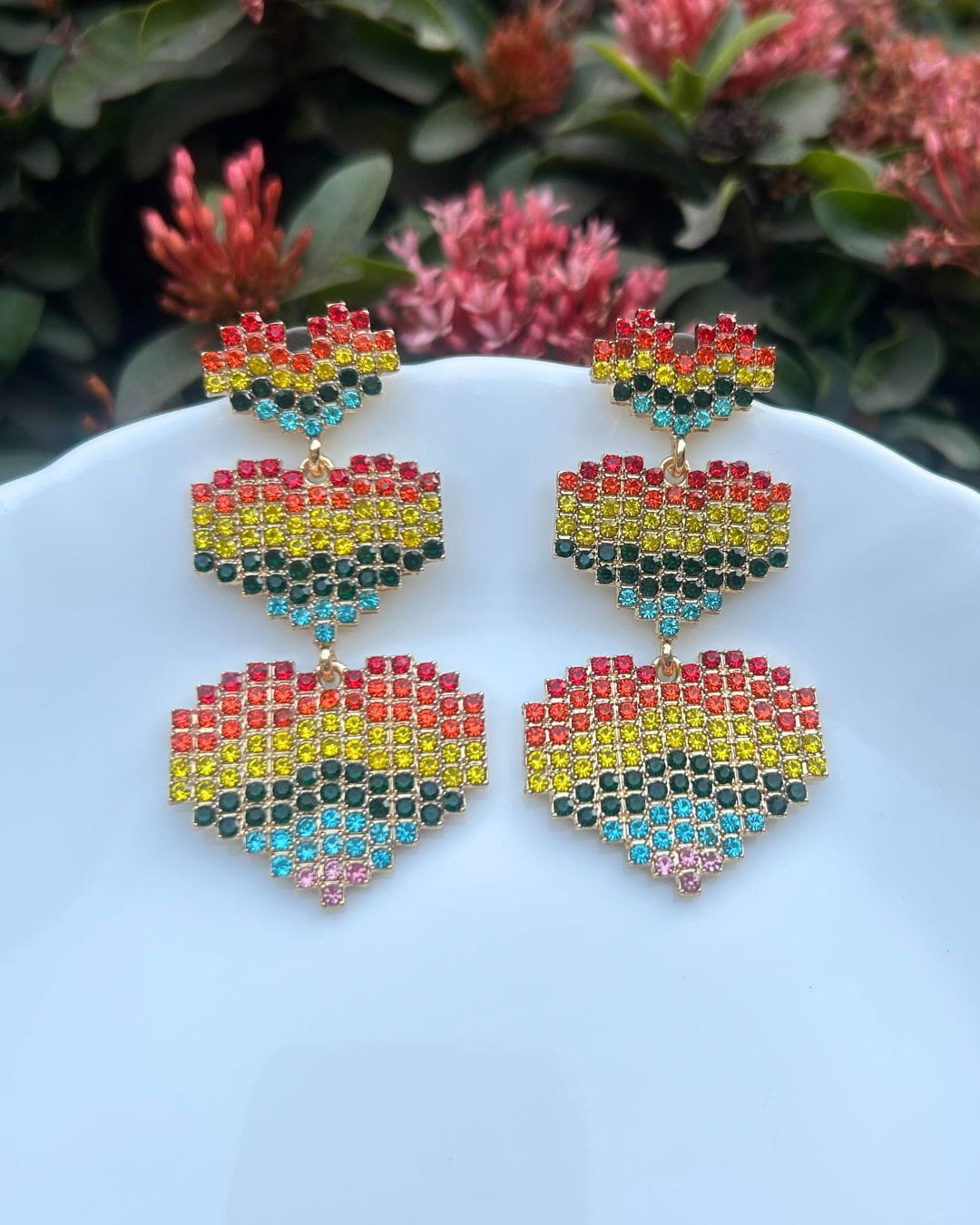 Rainbow Heart Love Drop Earrings
