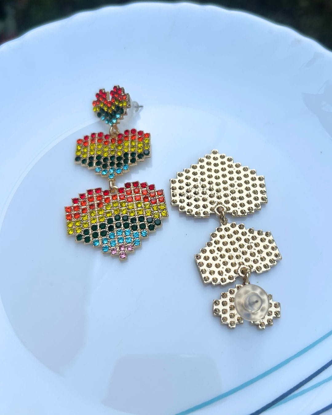 Rainbow Heart Love Drop Earrings