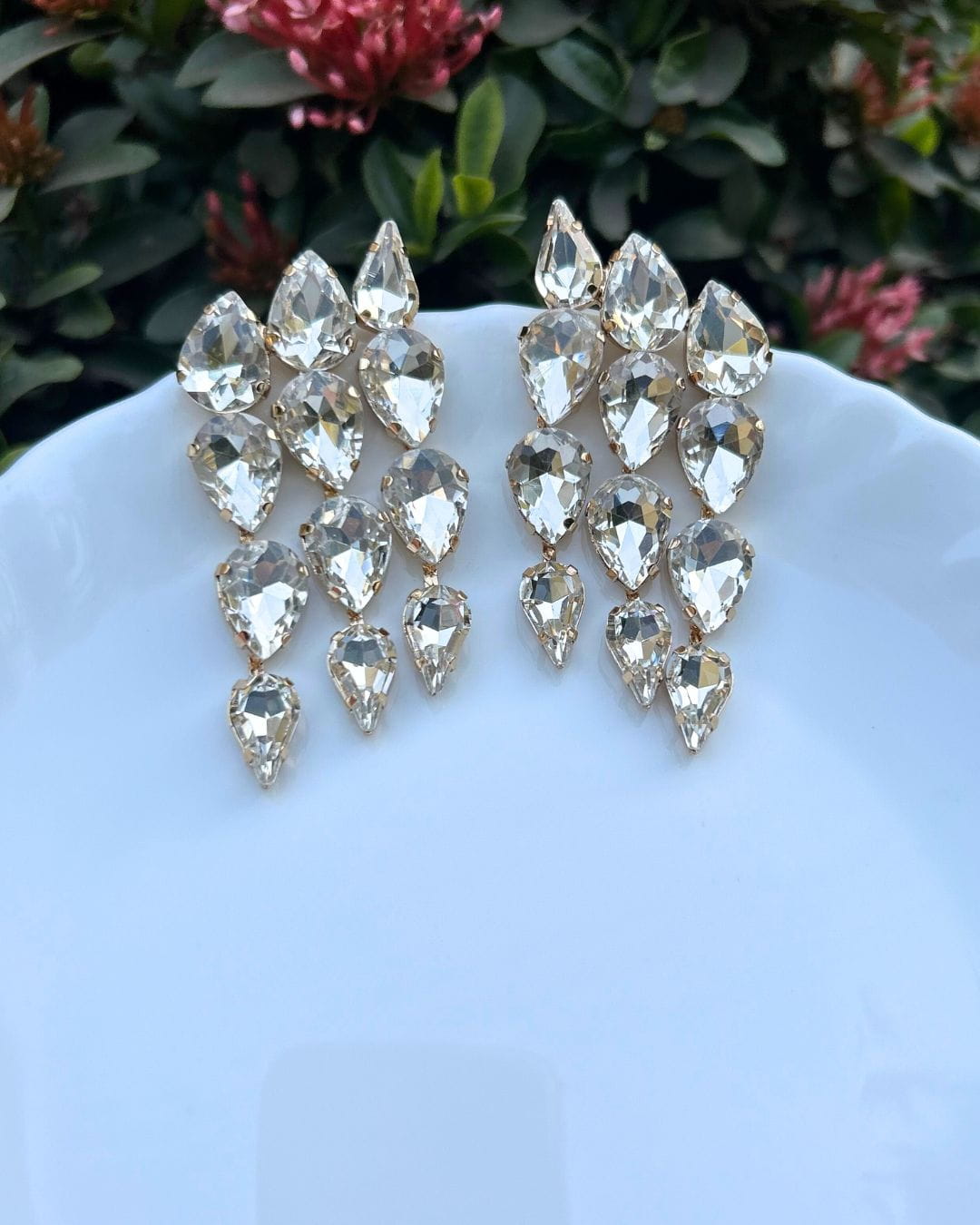 Silver Crystal Dew Drop Earrings