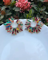 Rhinestone Half Moon Multicolor Earrings