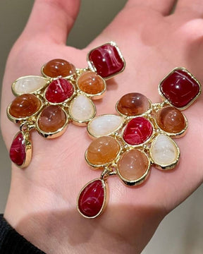 Minimalist Geometric Oval Resin Drop Earrings