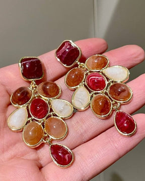 Minimalist Geometric Oval Resin Drop Earrings