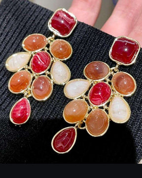 Minimalist Geometric Oval Resin Drop Earrings