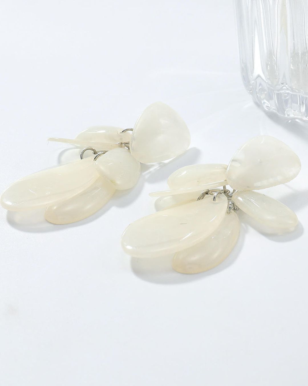 White Boho Oversized Teardrop Resin Drop Earrings