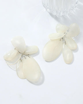 White Boho Oversized Teardrop Resin Drop Earrings
