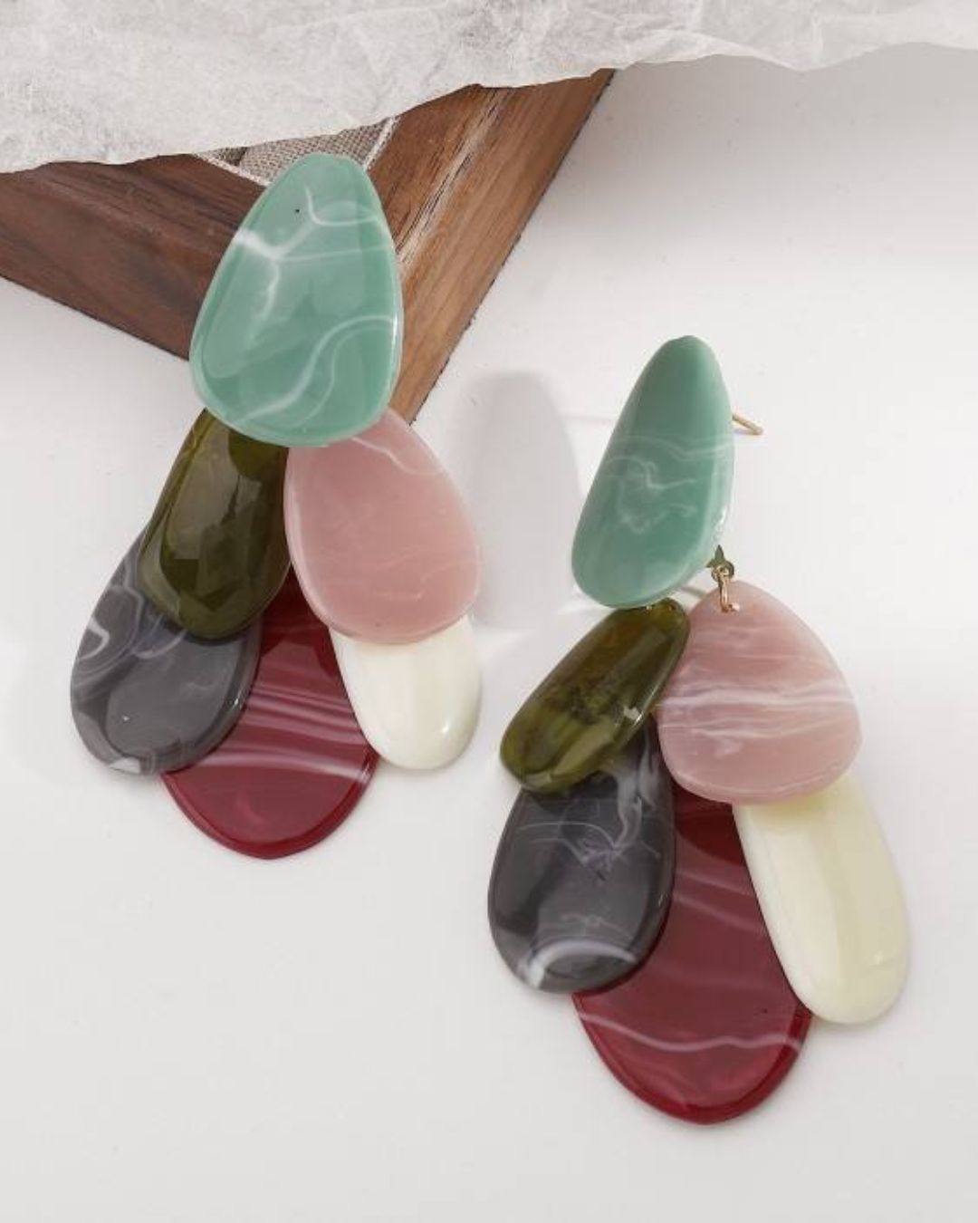 Multi Boho Oversized Teardrop Resin Drop Earrings