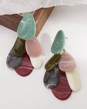 Multi Boho Oversized Teardrop Resin Drop Earrings