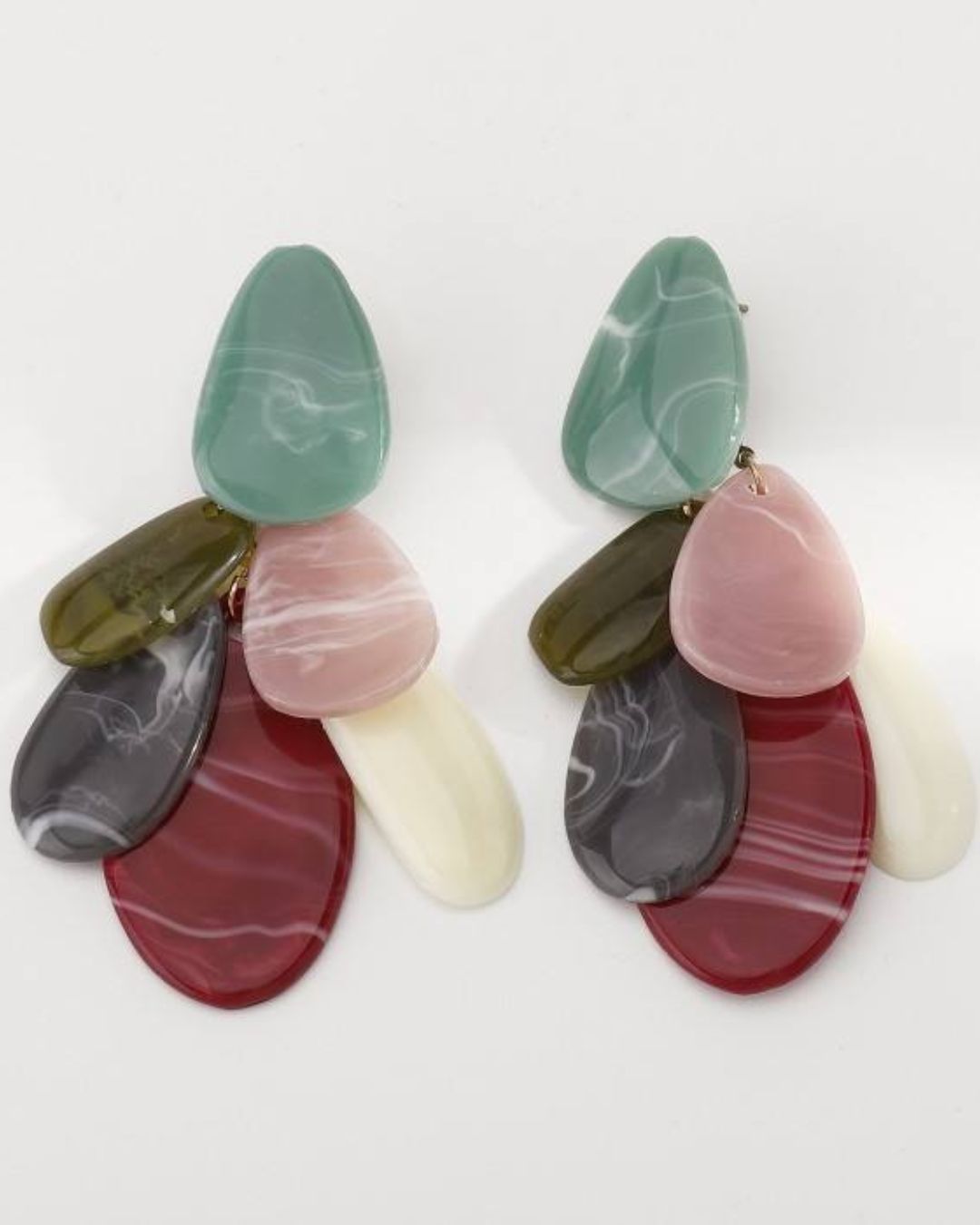 Multi Boho Oversized Teardrop Resin Drop Earrings