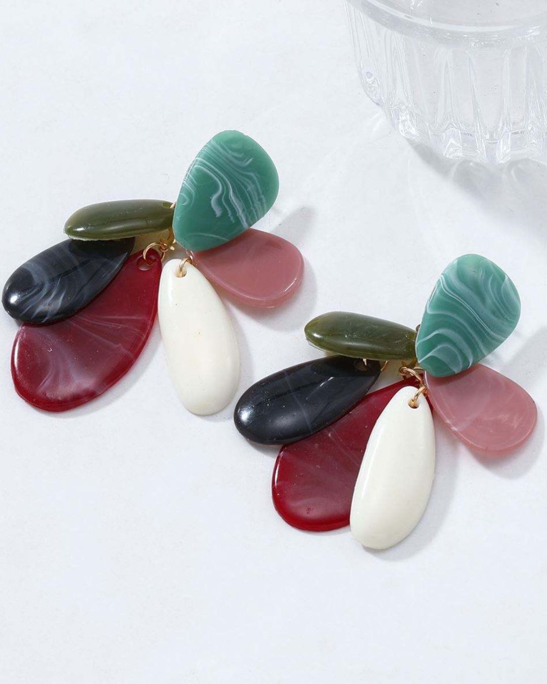 Multi Boho Oversized Teardrop Resin Drop Earrings