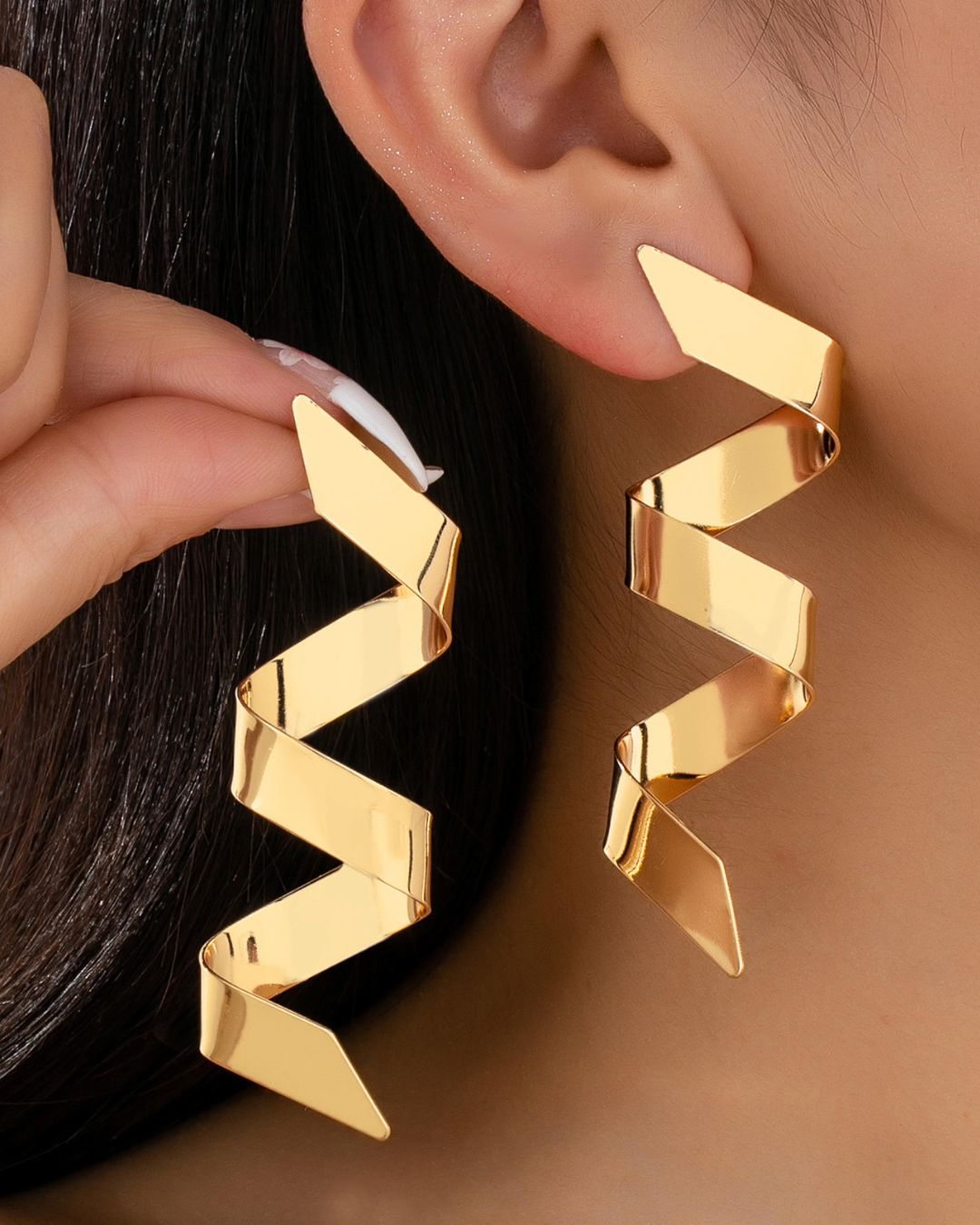 Golden Zig- Zag Drop Earrings